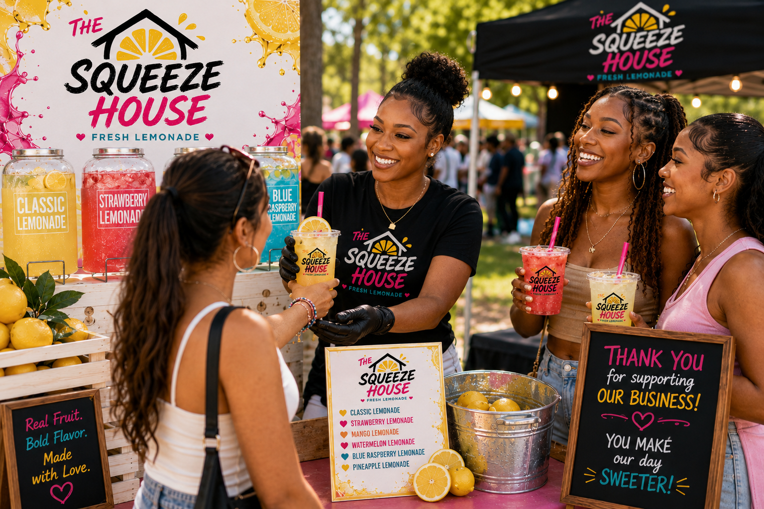 The Squeeze House lemonade event setup